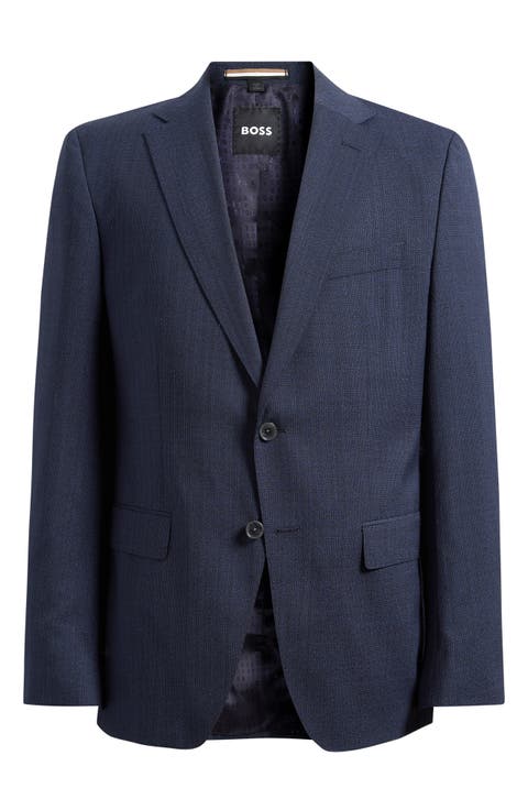 Hutson Slim Fit Navy Mélange Virgin Wool Sport Coat (Regular & Big)