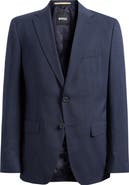BOSS Hutson Slim Fit Navy Mélange Virgin Wool Sport Coat