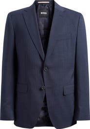 BOSS Hutson Slim Fit Navy Mélange Virgin Wool Sport Coat