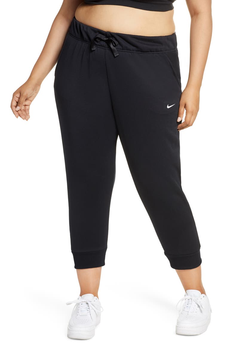 Dri-FIT One Crop Fleece Pants, Main, color, BLACK/ WHITE
