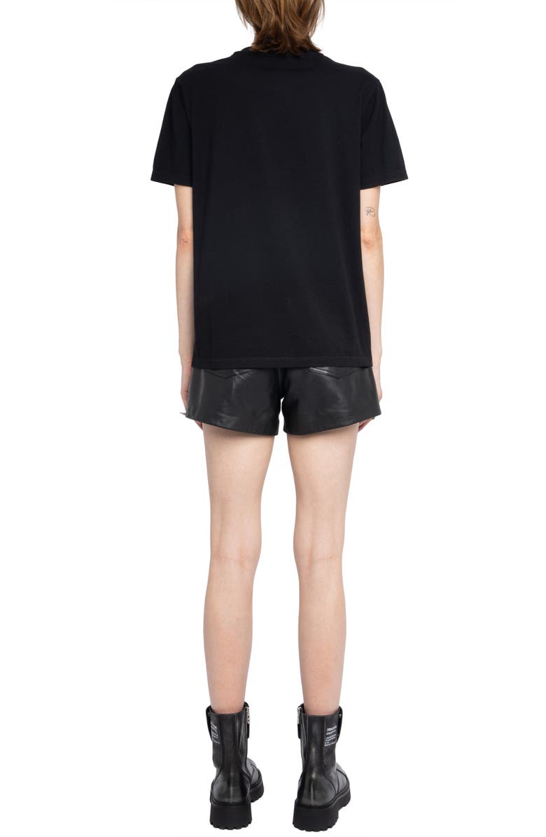 Zadig & Voltaire Edwin Crystal Embellished Flocked Logo T-Shirt, Alternate, color, Black