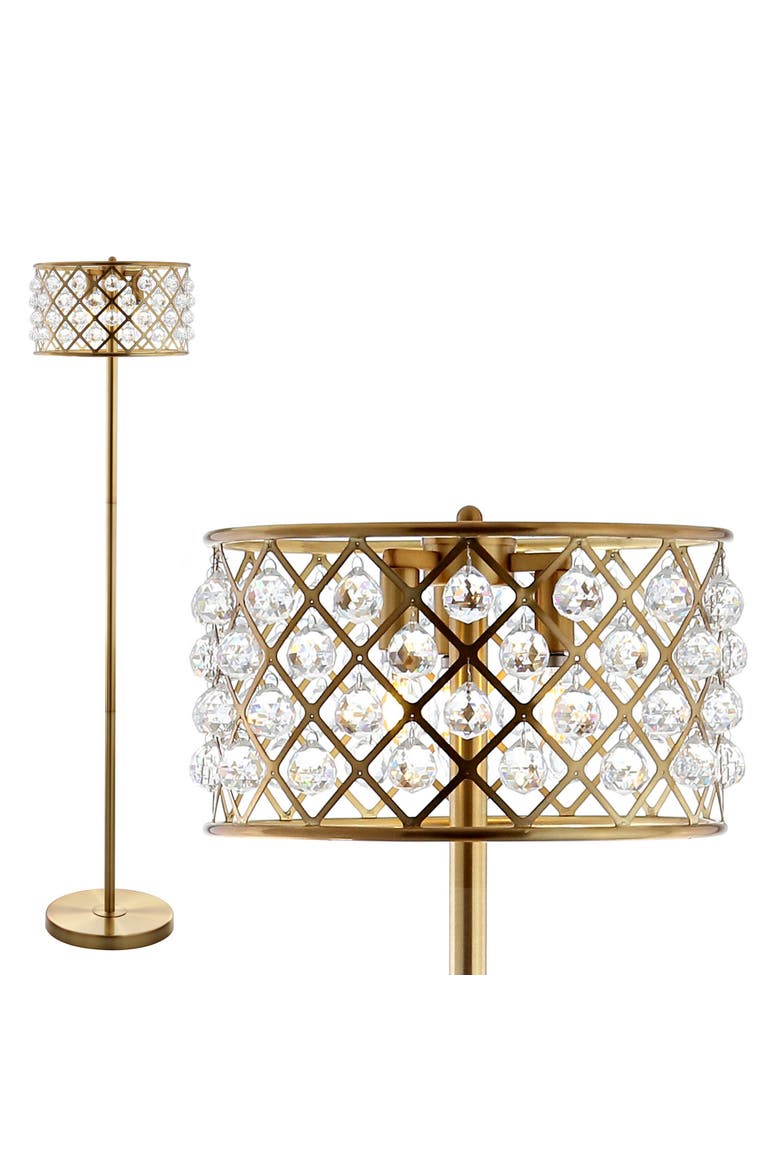 Elizabeth 60" Crystal/Metal LED Floor Lamp, Main, color, Brass Gold