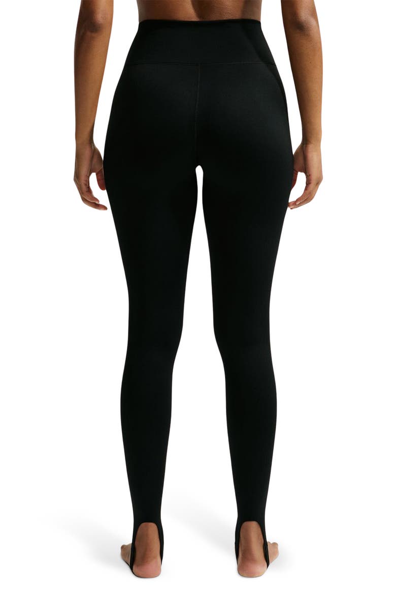 One Dri-FIT High Waist Stirrup Leggings, Alternate, color, BLACK/ WHITE