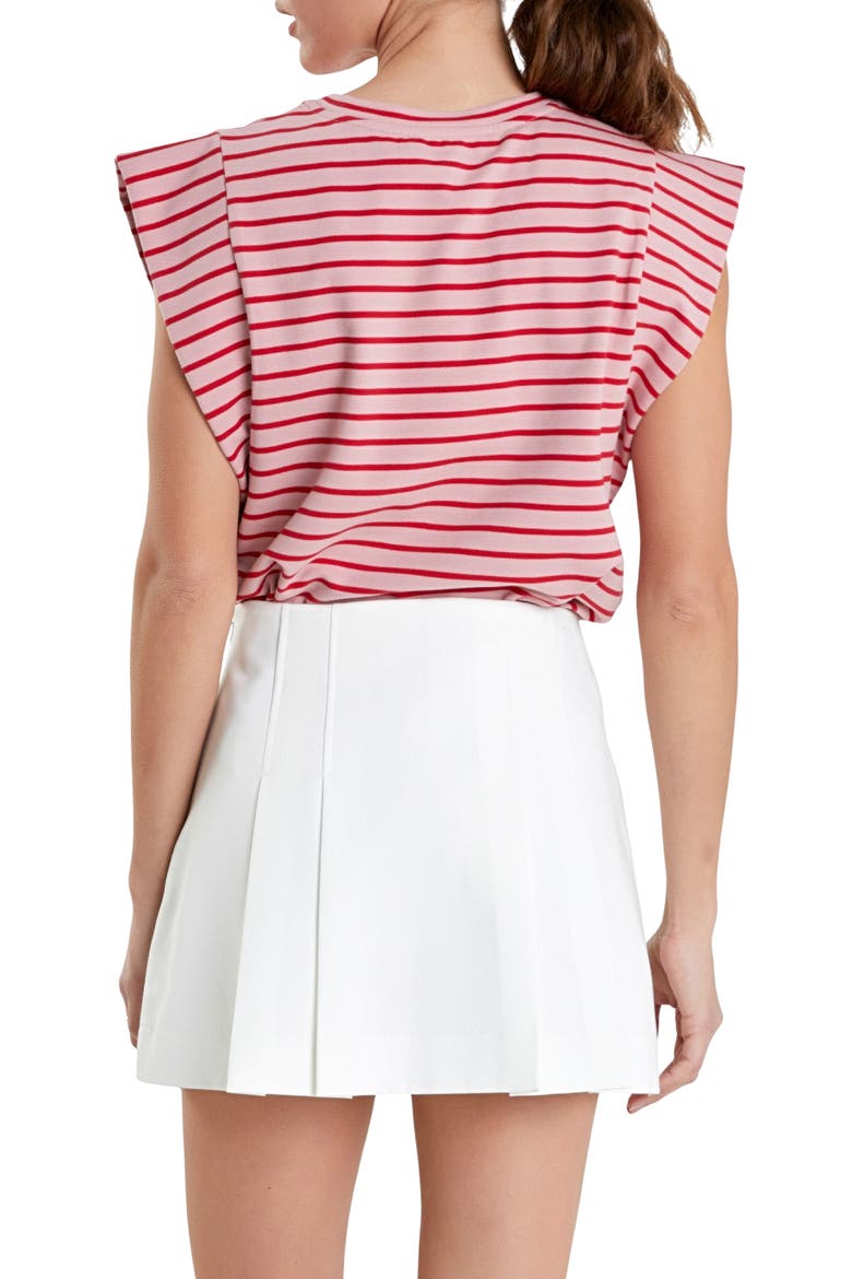 Stripe Extended Shoulder T-Shirt, Alternate, color, PINK/ RED