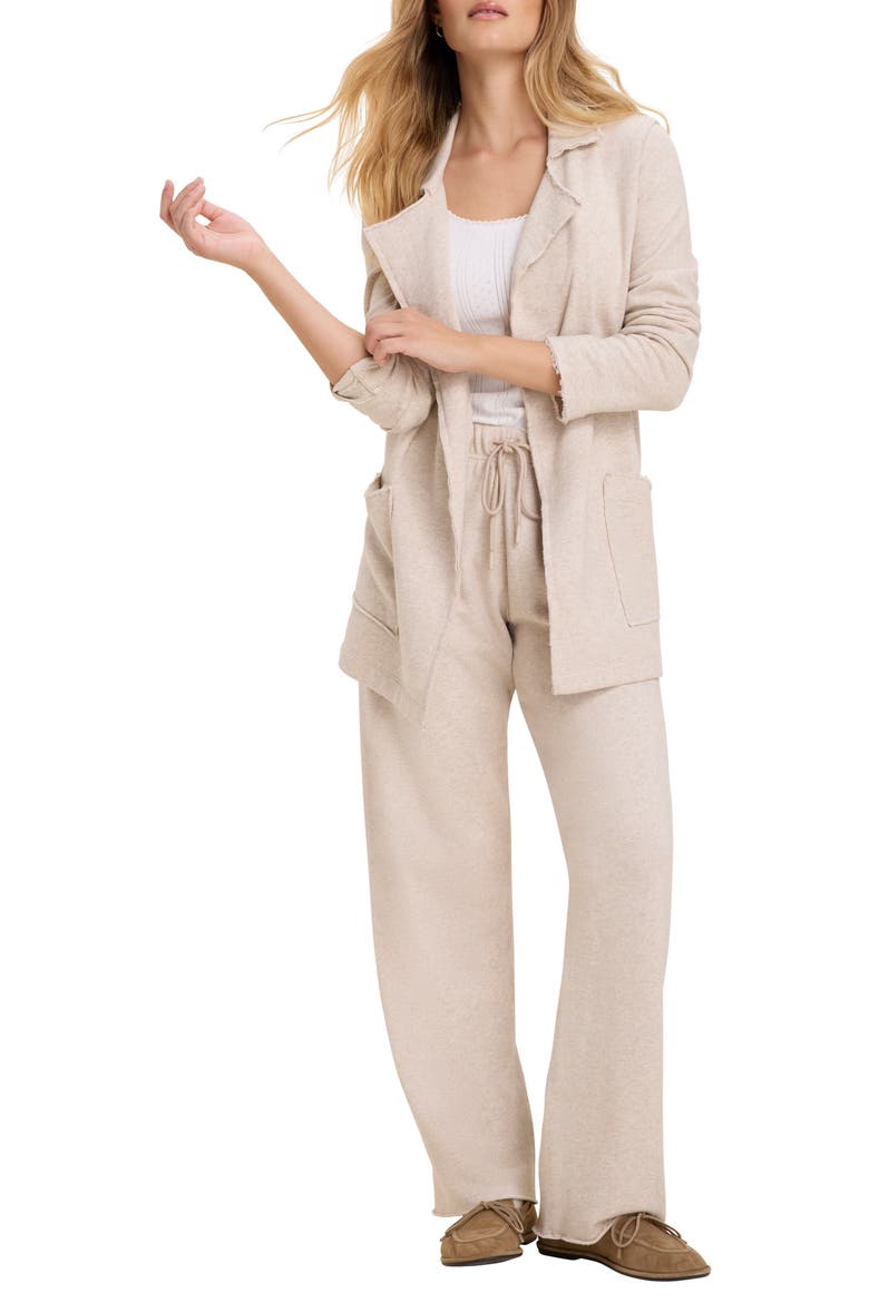 Charli Cotton Terry Wide Leg Pants, Alternate, color, OATMEAL
