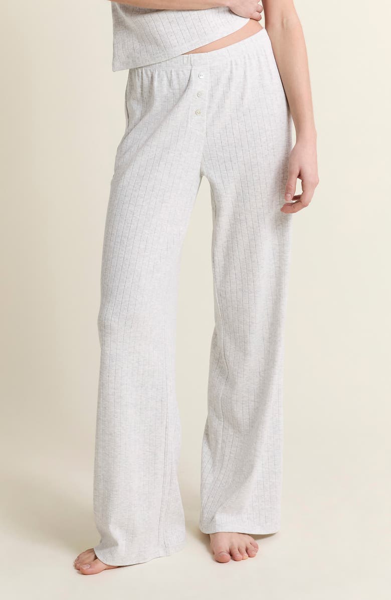 Etam Katell Pointelle Cotton Pajama Pants, Main, color, Grey