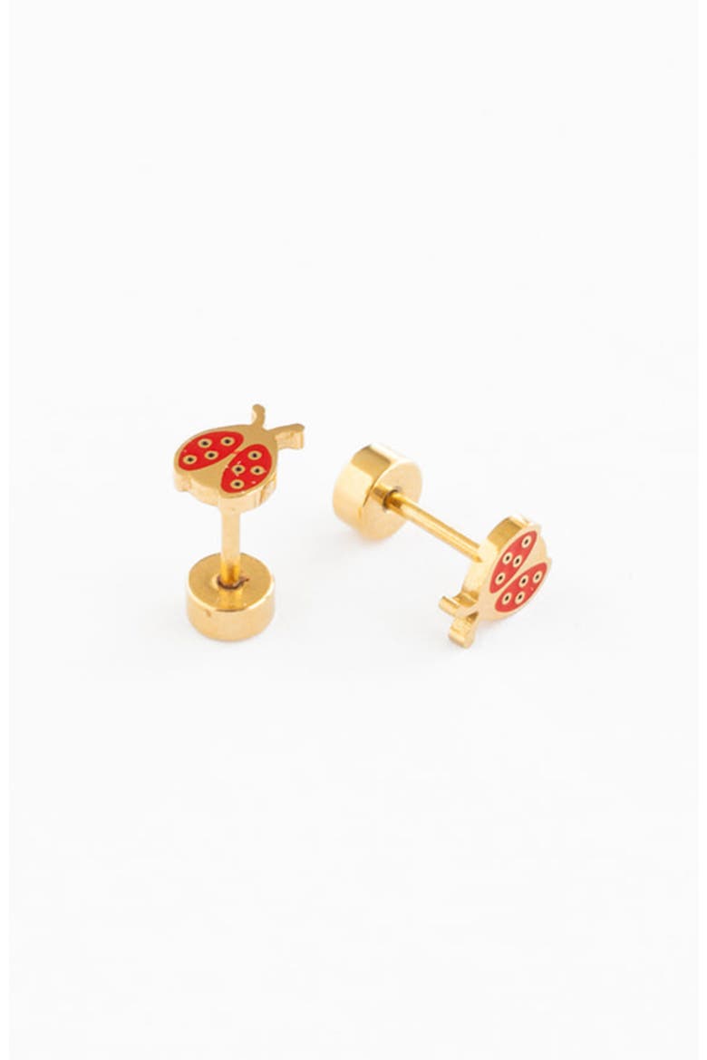 Ladybug Stud Earrings, Alternate, color, Red