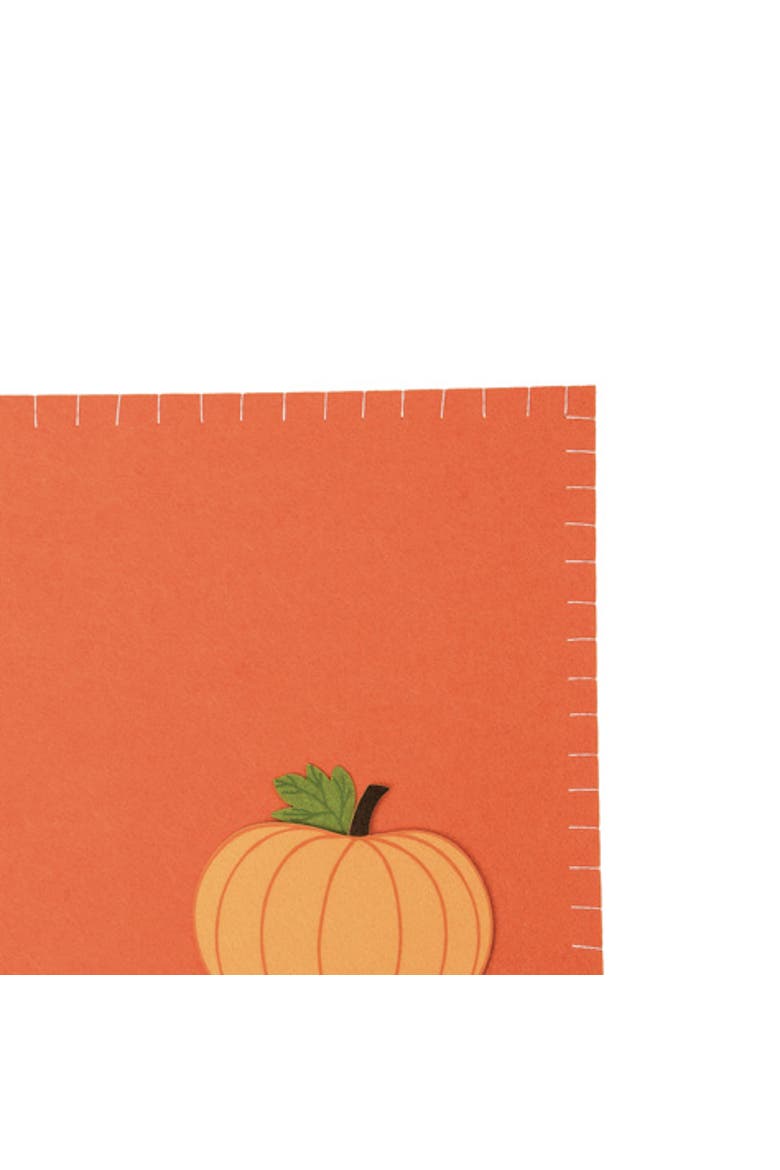 Felt Harvest Pumpkin Placemats Set of 6, 12" x 18", Alternate, color, Orange
