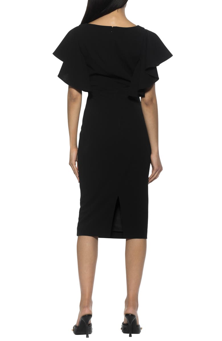 Alexia Admor Sherri Boatneck Ruffle Sleeve Midi Dress, Alternate, color, Black