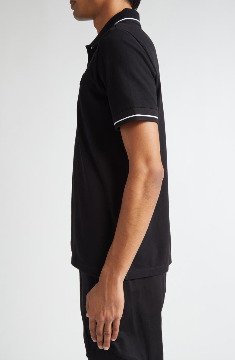 Moncler Tipped Cotton Piqué Polo, Alternate, color, Black