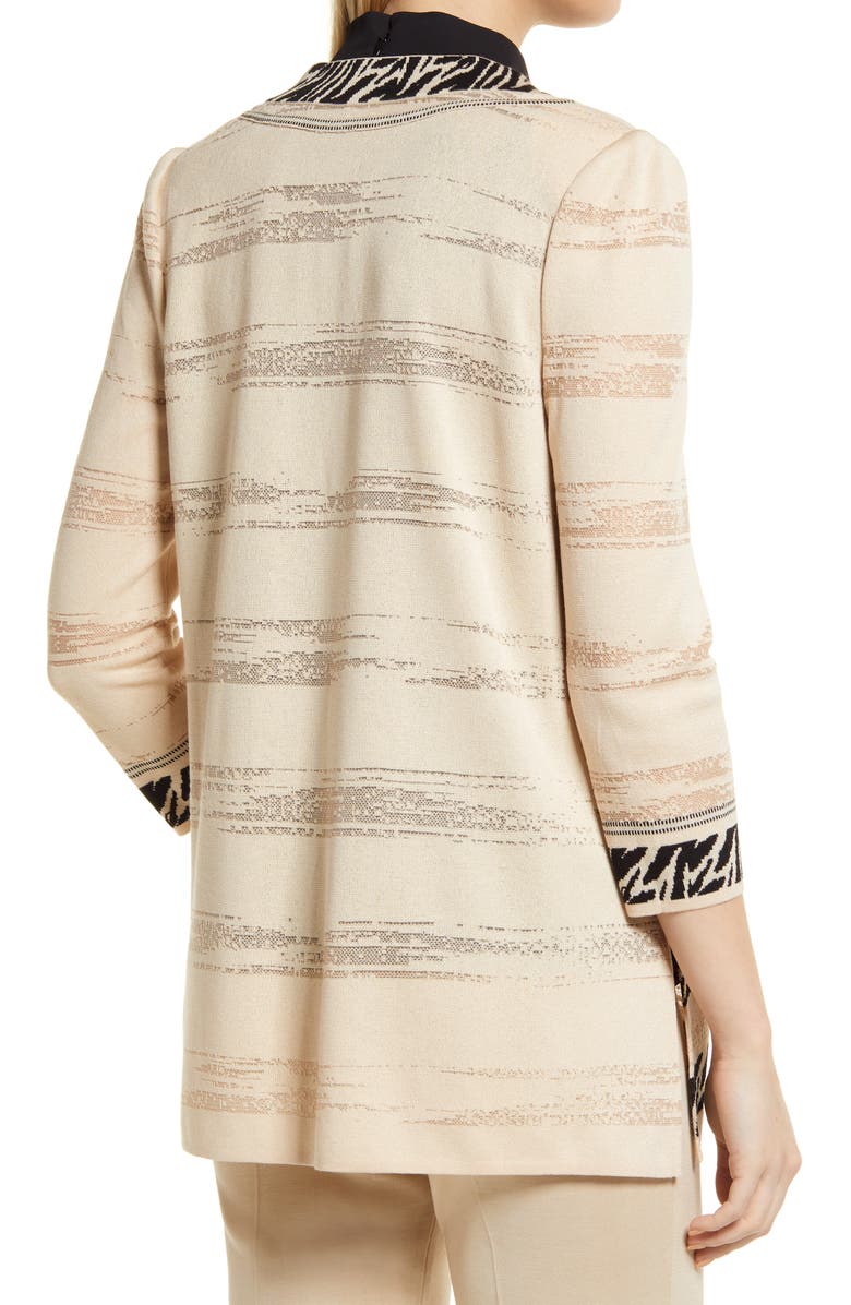 Ming Wang Zebra Trim Sheer Knit Draped Jacket, Alternate, color, 