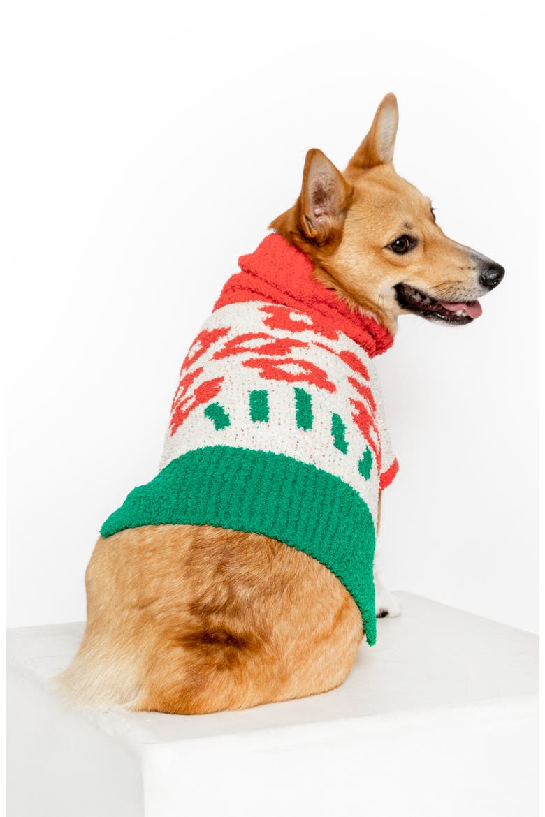 Flower Turtleneck Pet Sweater, Alternate, color, RED