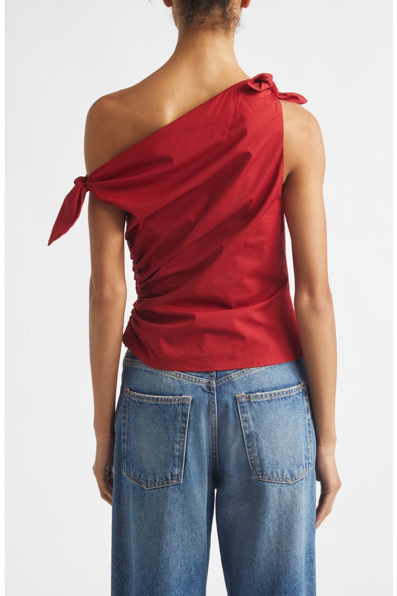 Bellaria One Shoulder Stretch Cotton Top, Alternate, color, ROUGE