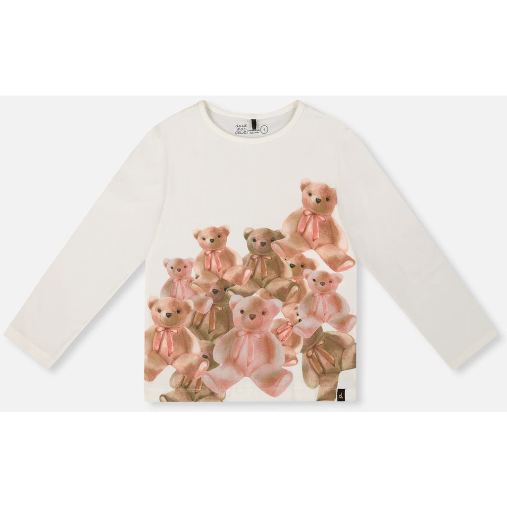 Deux Par Deux Organic Jersey T-shirt With Teddy Bears In White