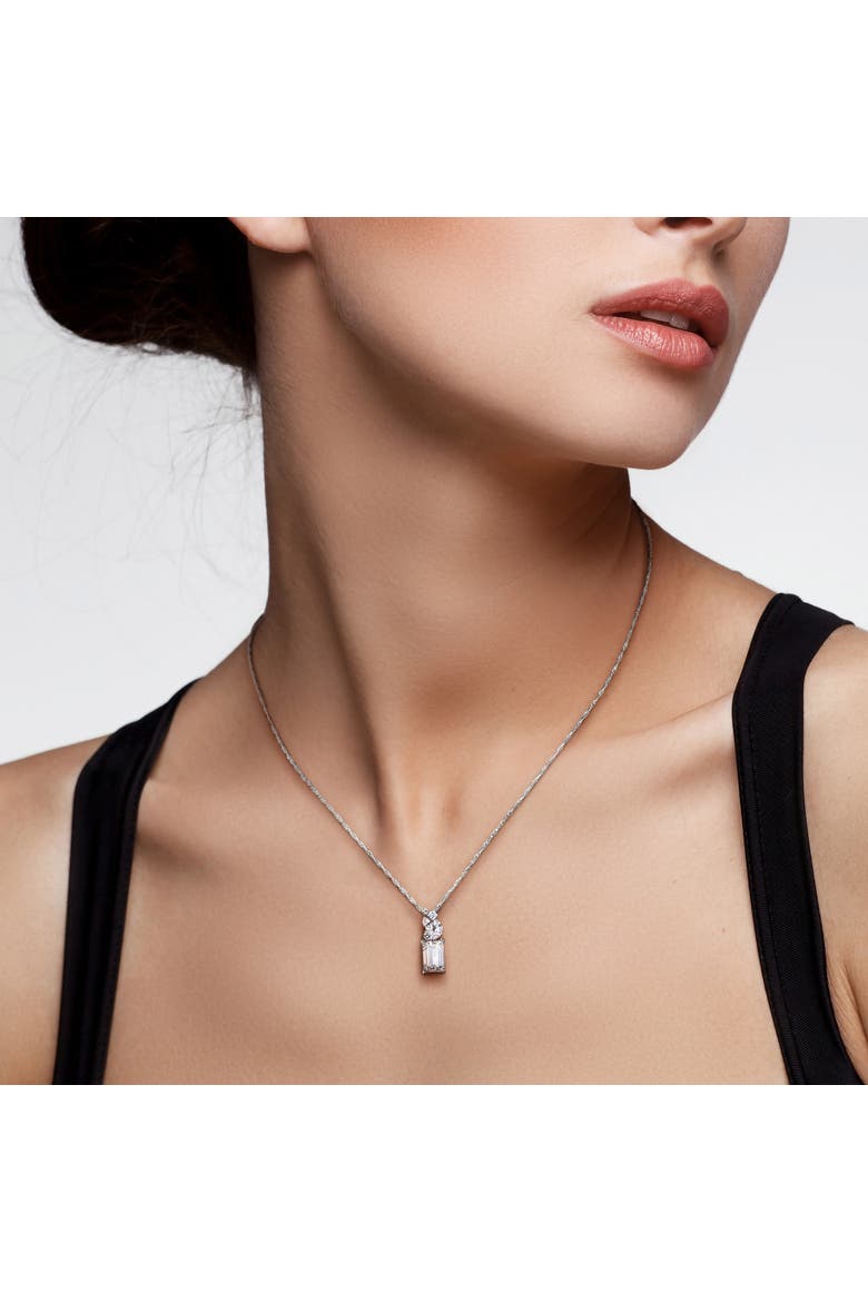 Lab-Grown Diamond Cluster Pendant Necklace 14k, Alternate, color, White Gold