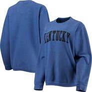 PRESSBOX Women's Pressbox Royal Kentucky Wildcats Comfy Cord Vintage Wash Basic Arch Pullover Sweatshirt