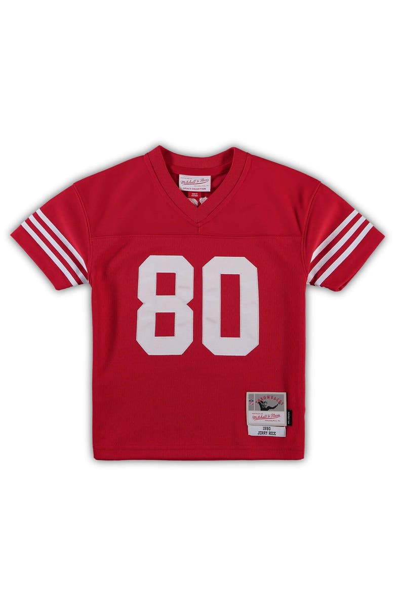Mitchell & Ness Preschool Mitchell & Ness Jerry Rice Scarlet San Francisco 49ers 1990 Retired Player Legacy Jersey, Alternate, color,