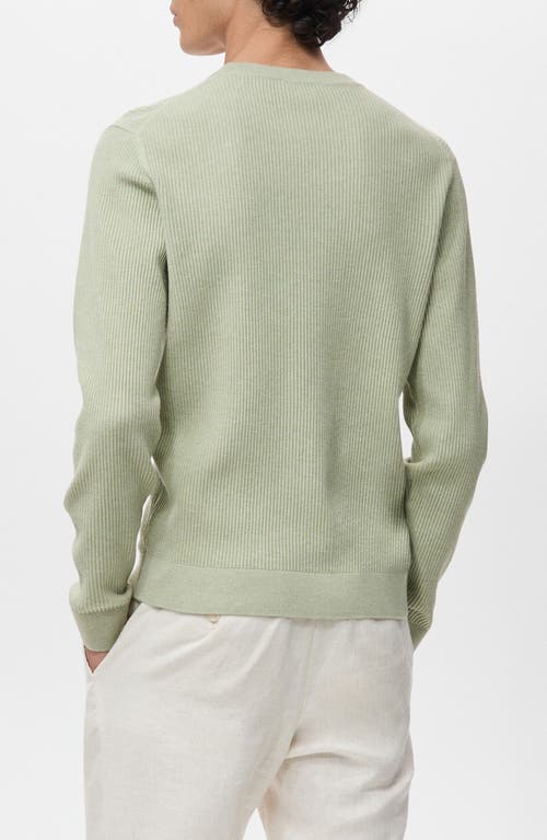 Mango Regular Fit Crewneck Rib Sweater In Green