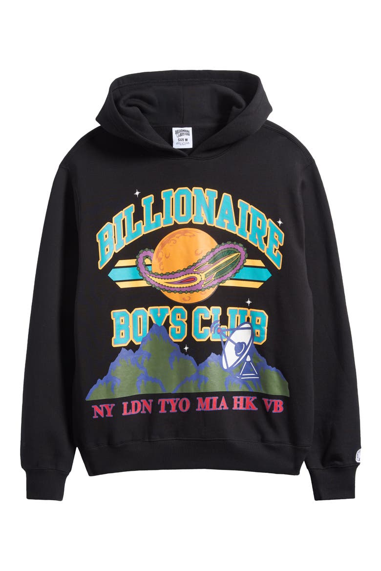 Globe Graphic Hoodie, Alternate, color, BLACK