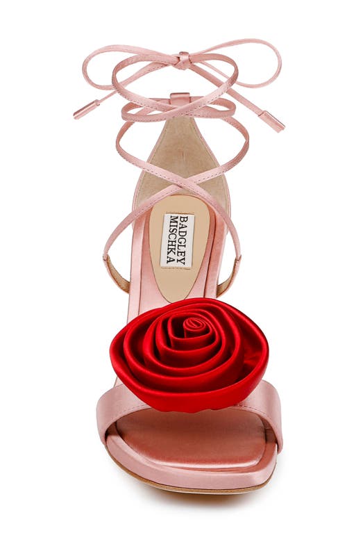Shop Badgley Mischka Collection Janelle Ankle Wrap Sandal In Pink Satin