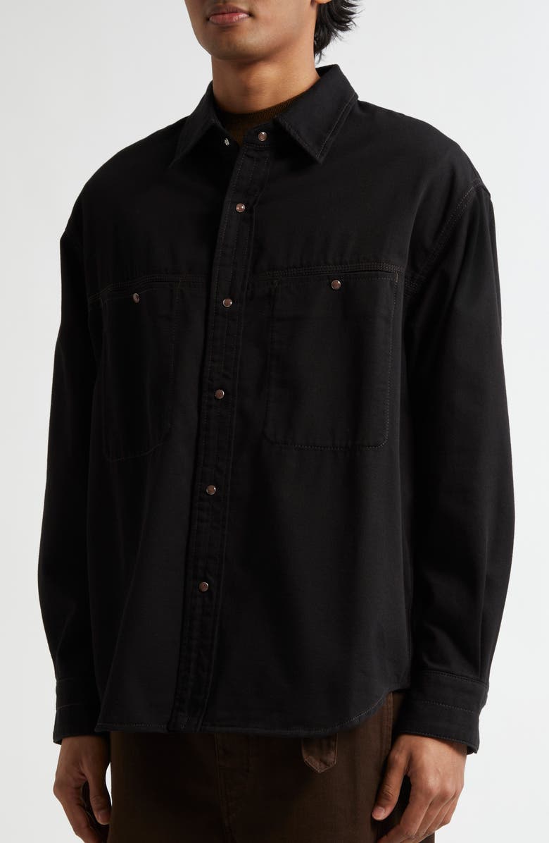 Lemaire Denim Snap-Up Shirt, Alternate, color, Black Bk999