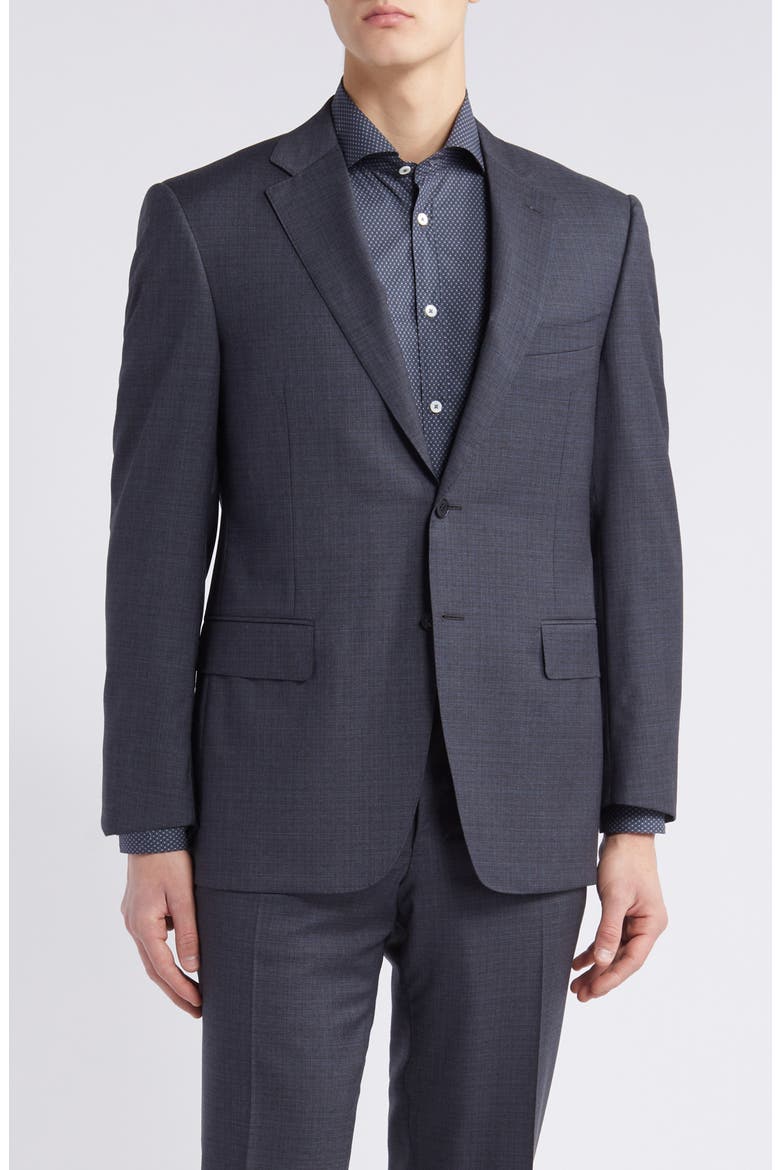 Siena Regular Fit Shadow Plaid Wool Suit, Alternate, color, CHARCOAL