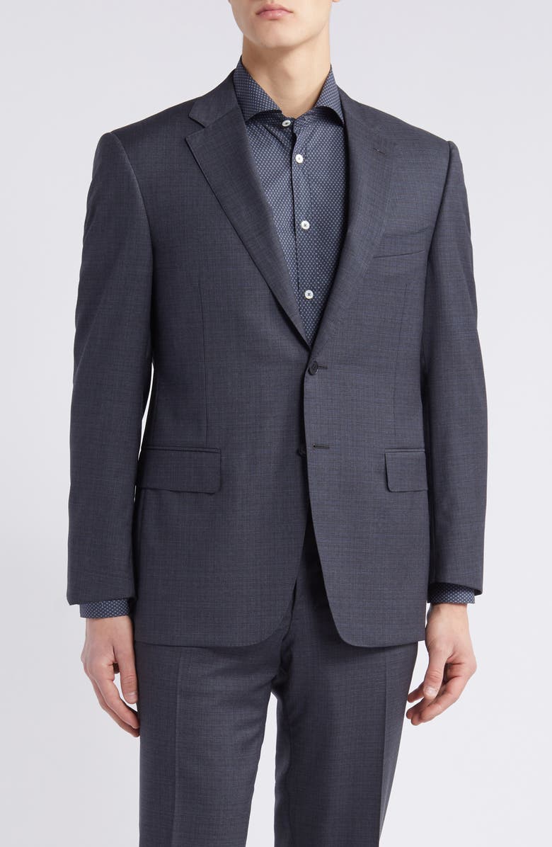 Canali Siena Regular Fit Shadow Plaid Wool Suit, Alternate, color,