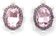 Kurt Geiger London Oval Crystal & Faux Pearl Stud Earrings