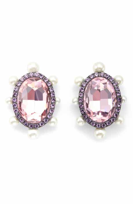 Kurt Geiger London Oval Crystal & Faux Pearl Stud Earrings