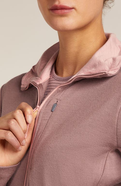 Icebreaker 260 Quantum Merino Wool Hooded Jacket In Pink