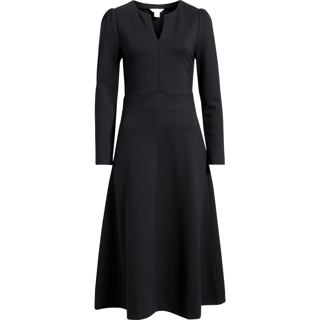Caslonr Caslon(r) Half-zip Long Sleeve Ponte Midi Dress In Black