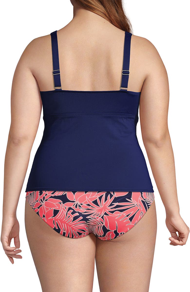 Lands' End Plus Size V-Neck Wrap Underwire Tankini Swimsuit Top, Alternate, color, Deep Sea Navy