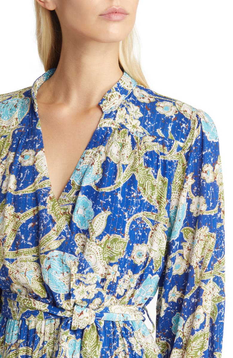 BTFL-life Anniki Floral Long Sleeve Maxi Wrap Dress, Alternate, color, Blue