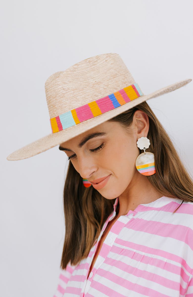 Sunshine Tienda Marta Palm Straw Sun Hat, Alternate, color, Pink Multi