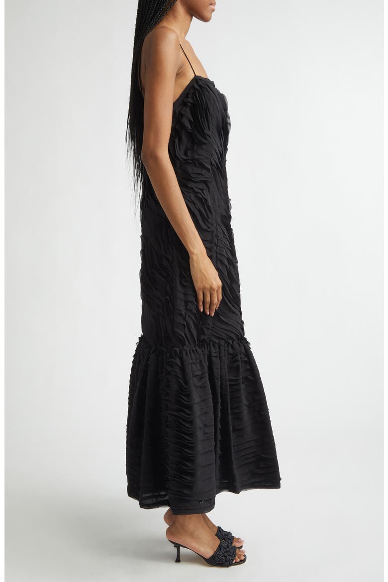 Augustina Botanical Midi Dress, Alternate, color, NOIR