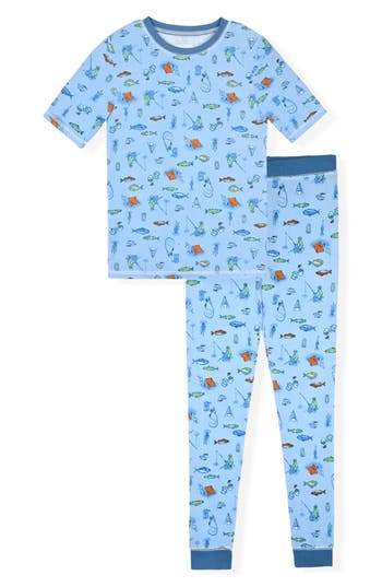 Cloud Nine Kids' Print Soft Fitted Two-piece Pajama Set In Blue