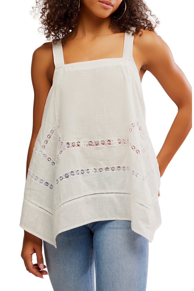 Free People Lace Inset Handkerchief Hem Cotton Camisole (Women
