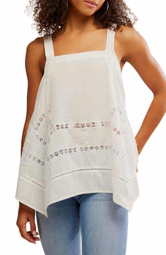 Free People Lace Inset Handkerchief Hem Cotton Camisole