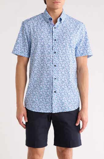 CONSTRUCT Slim Fit Abstract Leaf Print Short Sleeve Button-Down Shirt