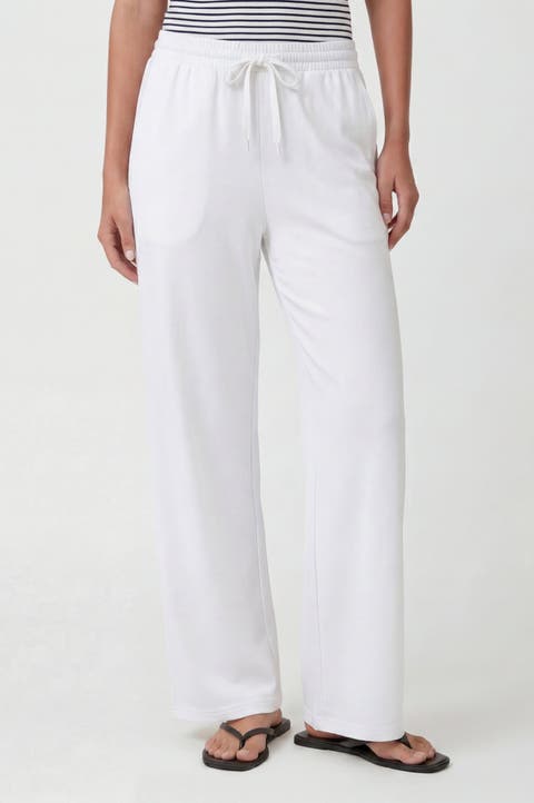 Cotton Wide Leg Drawstring Trousers