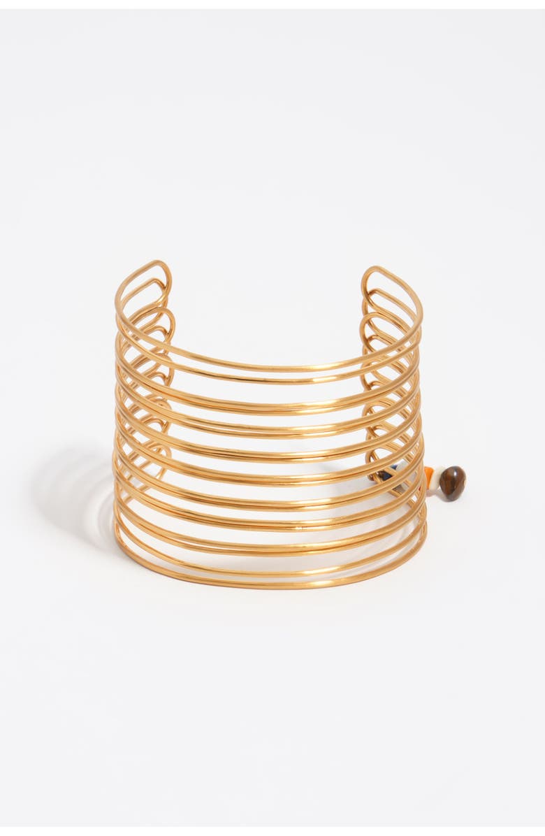 Bimba y Lola Forearm Bracelet With Bands In Aged Texture, Alternate, color, Gold