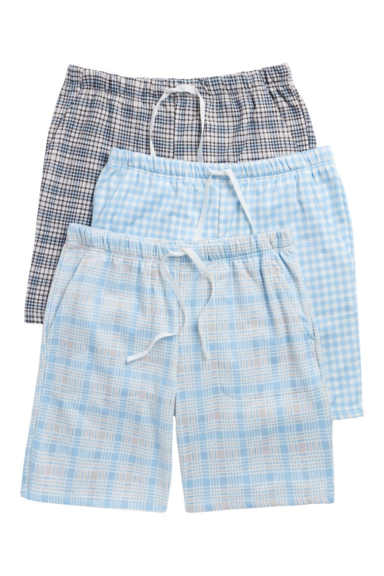 3-Pack Minky Microfleece Lounge Shorts, Main, color, SKY/SUMMER SONG/BALTIC SEA