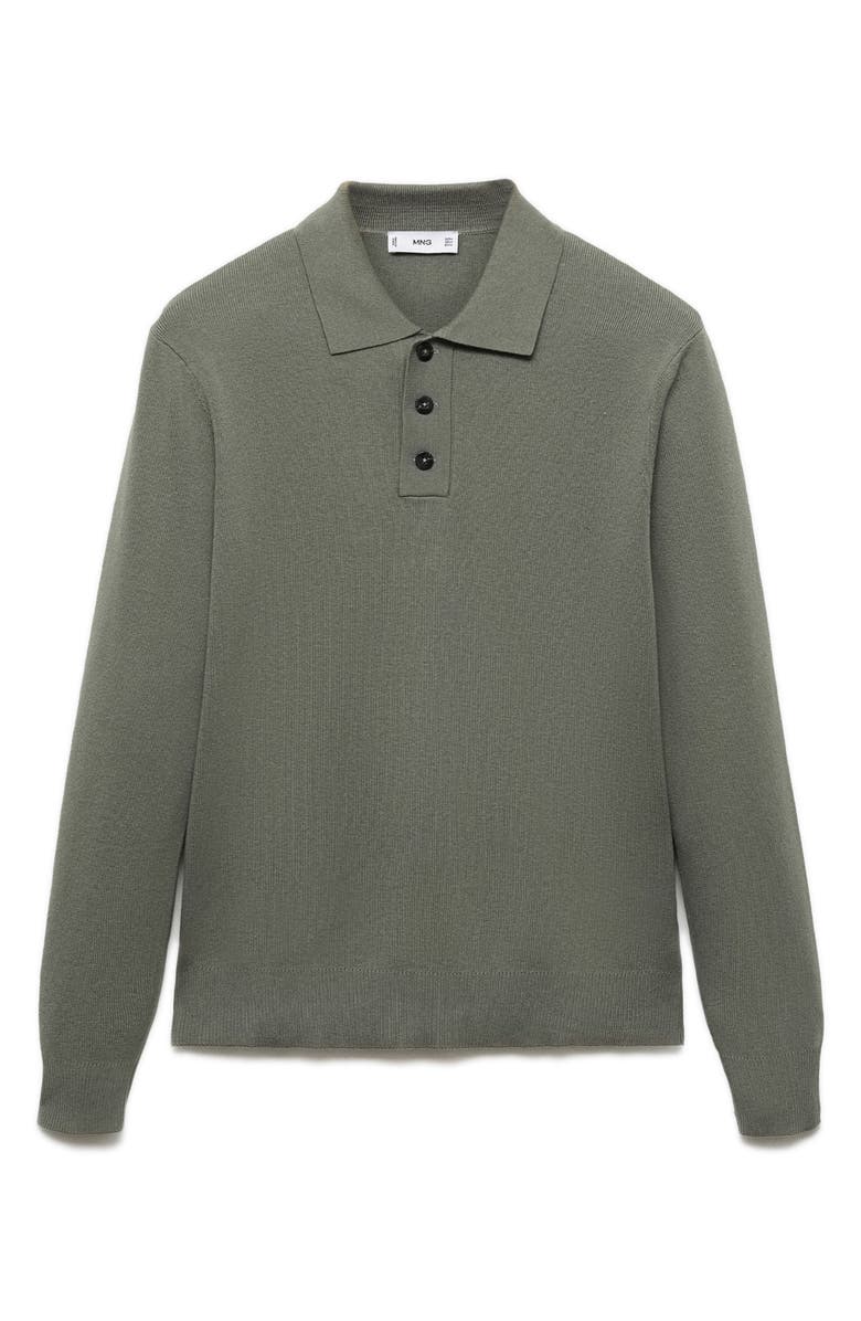 MANGO Long Sleeve Cotton Blend Polo, Alternate, color, 
