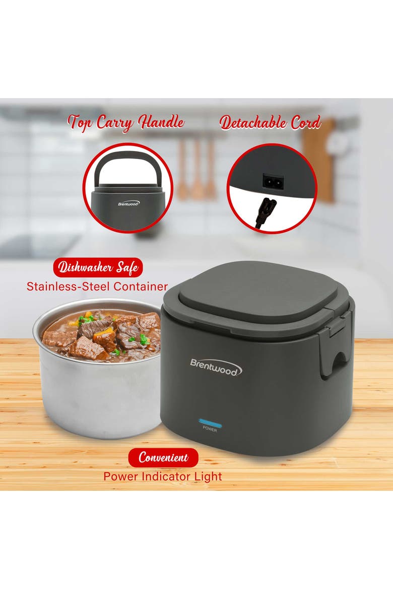 0.6L Portable Leakproof Electric Lunch Box in Black, Alternate, color, Grey