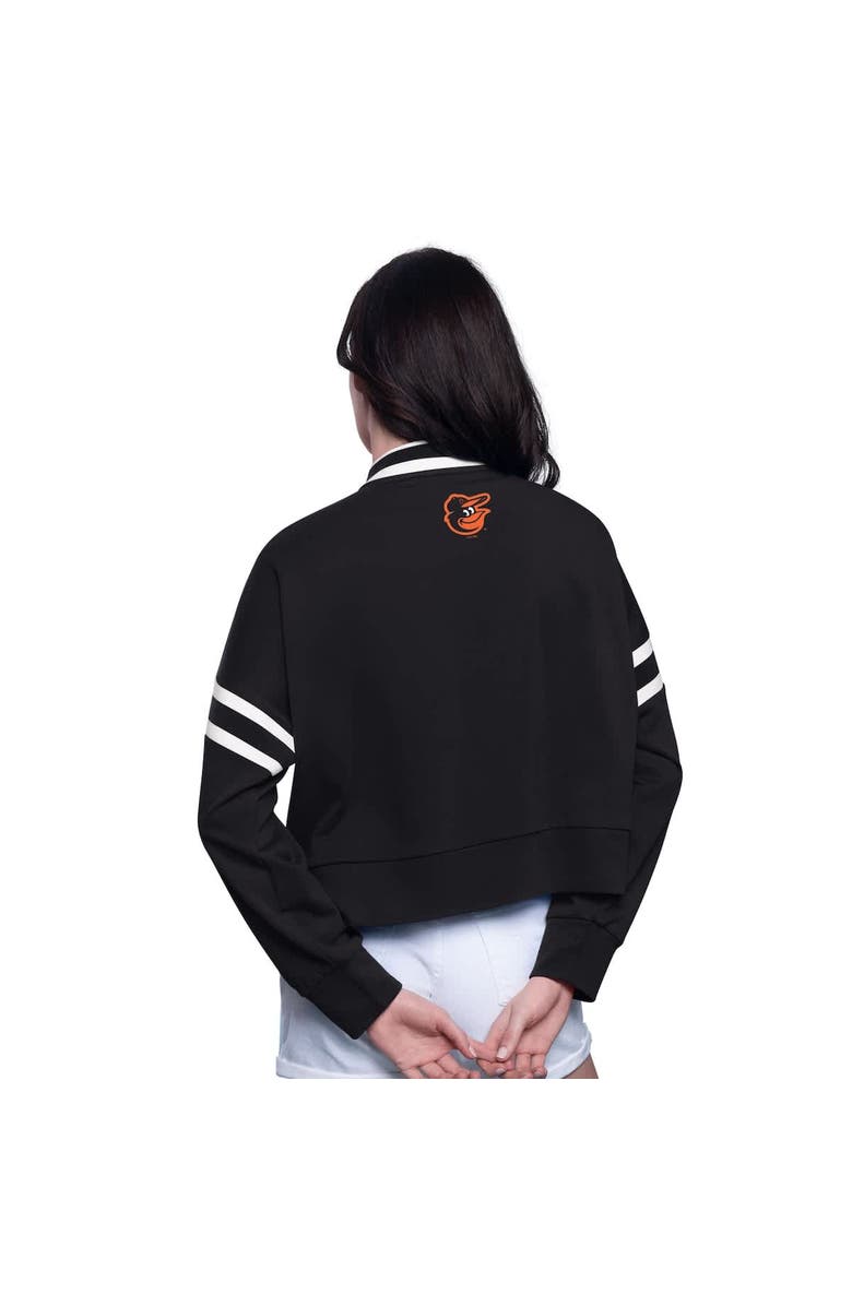 STARTER Women's Starter Black Baltimore Orioles Power Play Cropped Pullover Sweatshirt, Alternate, color, Black