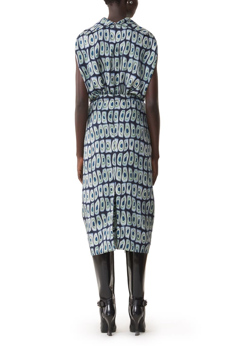 Printed Cape Dress In Silk, Alternate, color, Haze/Sage