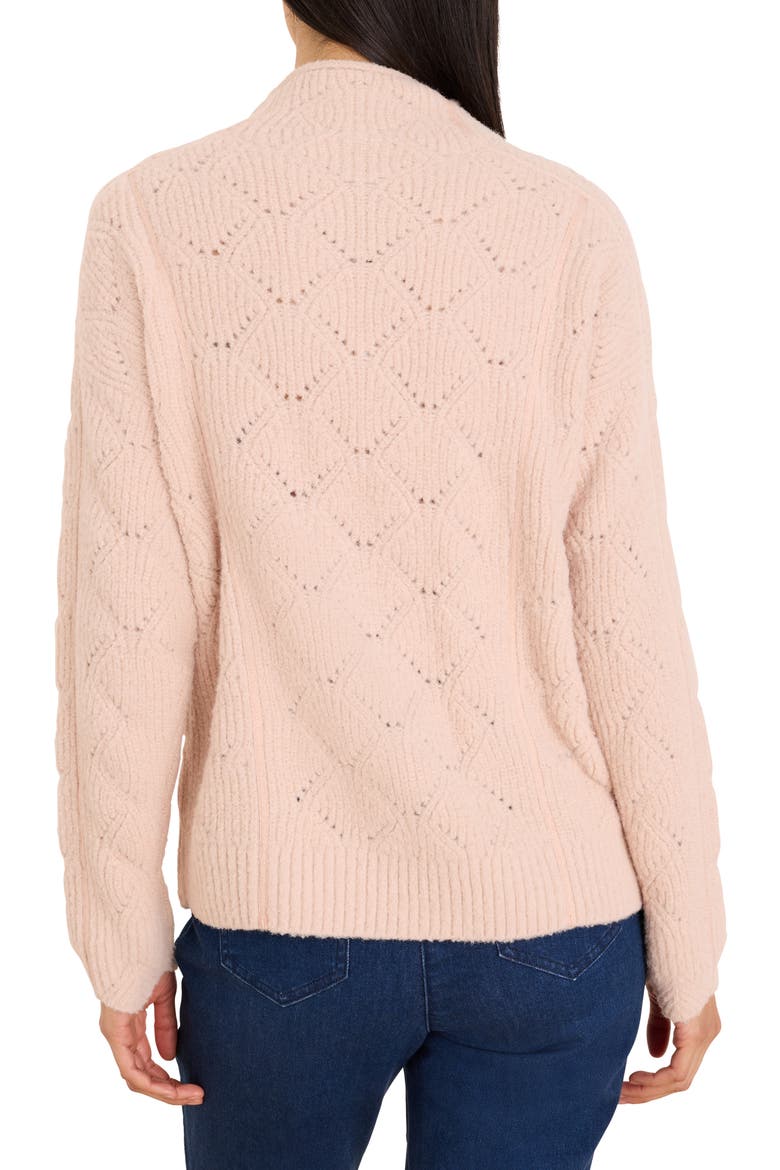Pointelle Metallic Funnel Neck Sweater, Alternate, color, BLUSH