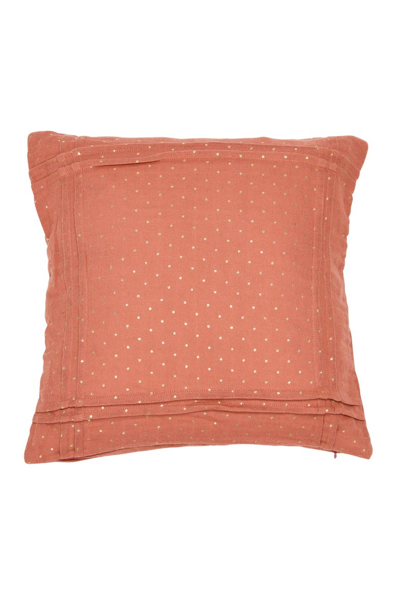 Cotton Double Cloth Pleated Pillow with Gold Foil Dots, Main, color, Pink
