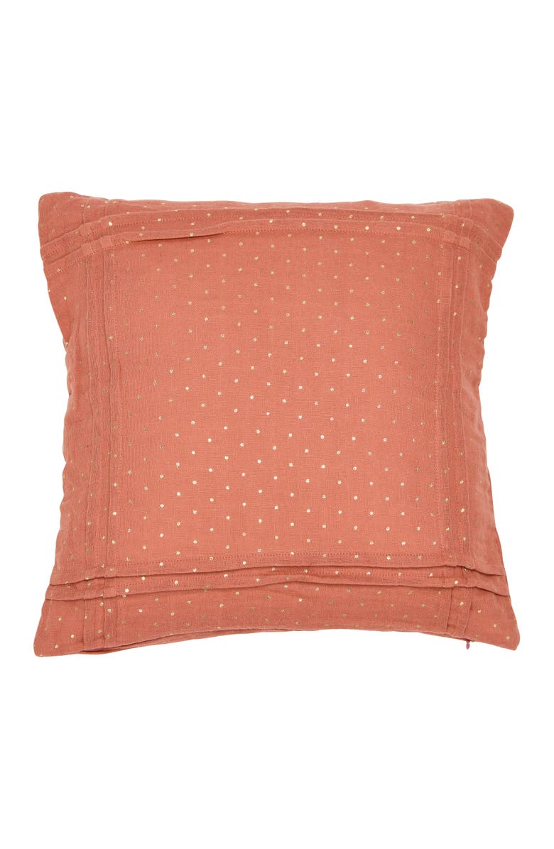 Storied Home Cotton Double Cloth Pleated Pillow with Gold Foil Dots, Main, color, Pink