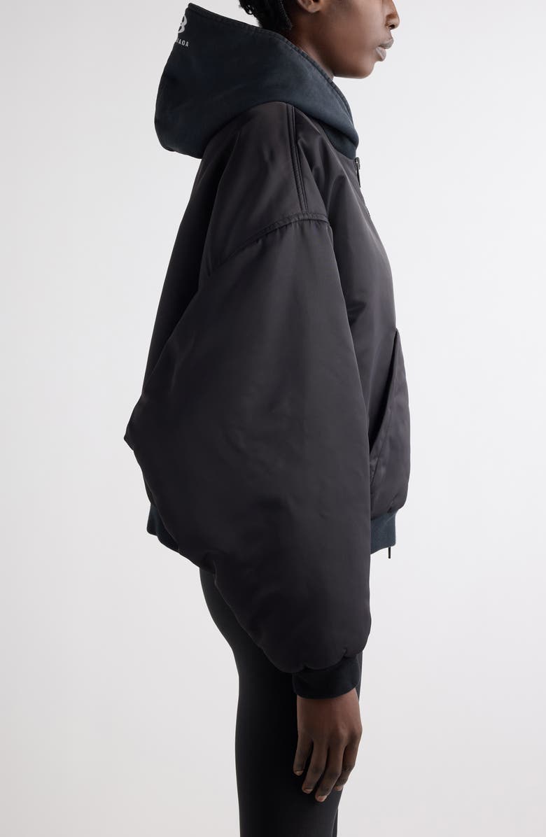 Balenciaga Hooded Nylon Bomber Jacket, Alternate, color, 